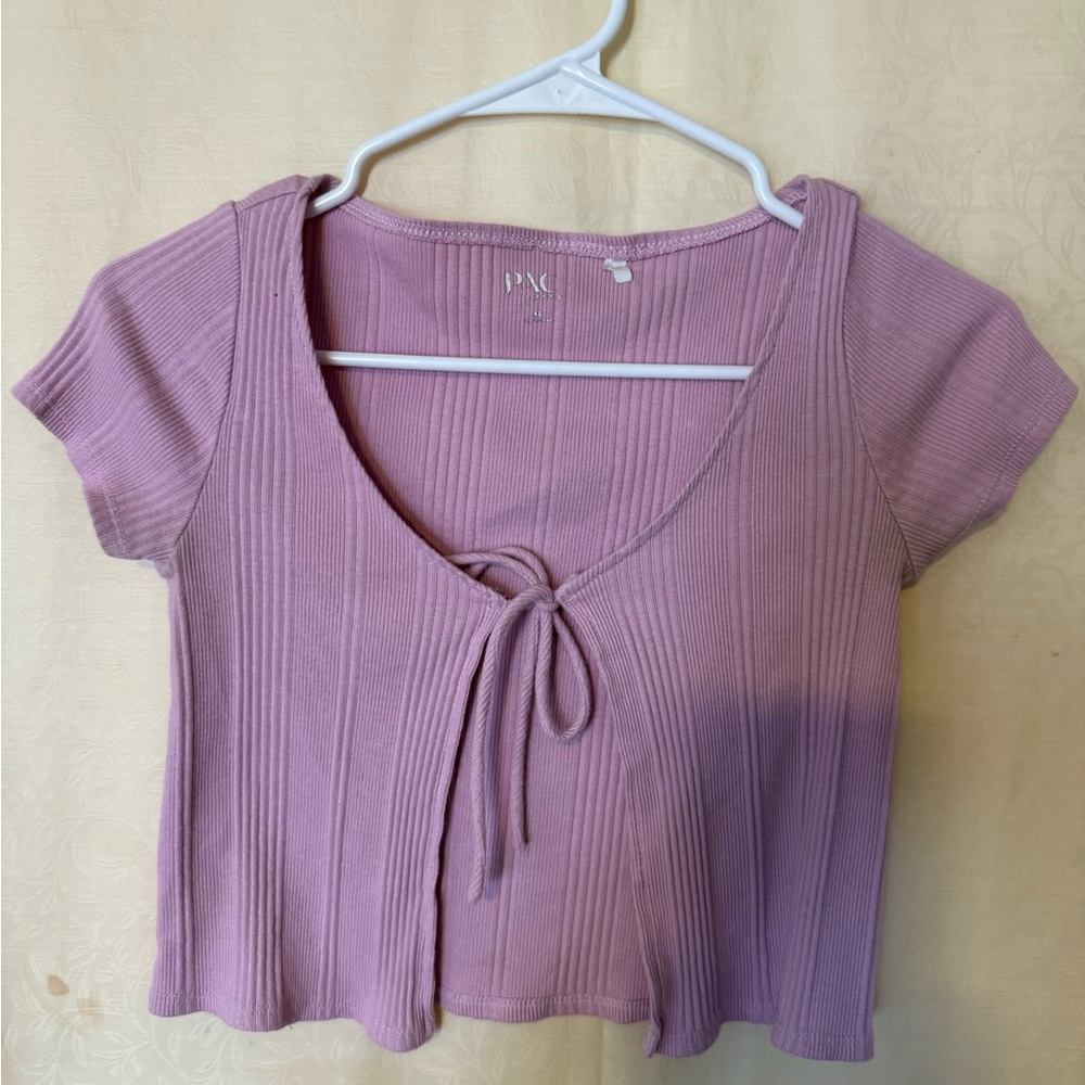 PacSun Top, Women’s size Extra Small Pink Cropped Tie Front Ribbed Cardigan